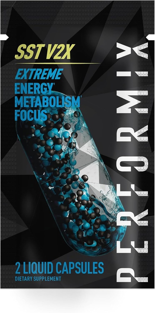 PERFORMIX - SST V2X - Pre-workout - 300 mg de cofeină - Suplimente energetice - Fără Crash - Obiective de fitness - Nootrop - Timed-Release pentru toată ziua focalizare, Mood & Energy Boost - Bărbați și femei - 2 capsule