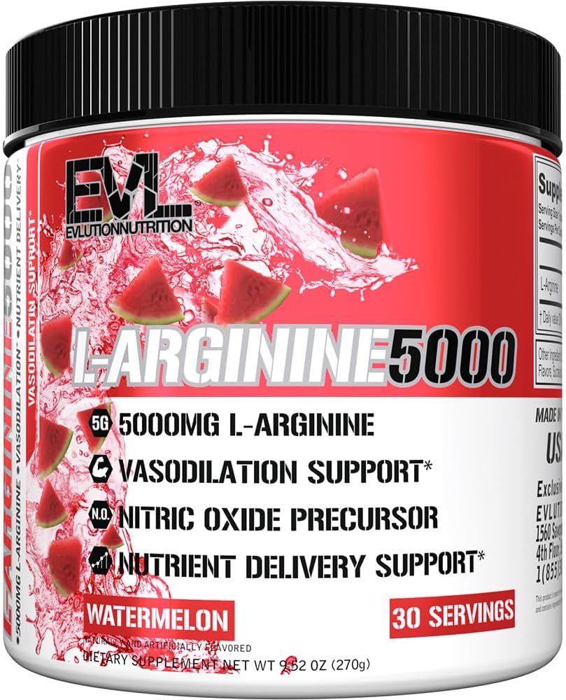 Evlution Nutrition Nitrogen oxid Booster L-Arginina Supliment - potenta mare Nitrit oxid cu 5000 mg de L Arginina pentru pompe de energie crestere musculara si vascularitate nu Booster