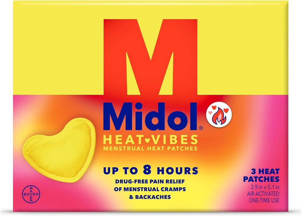 Midol Heat Vibes Menstrual Pain Relief Patches, pentru perioada Crampa si Backache Relief, Pachet de 3
