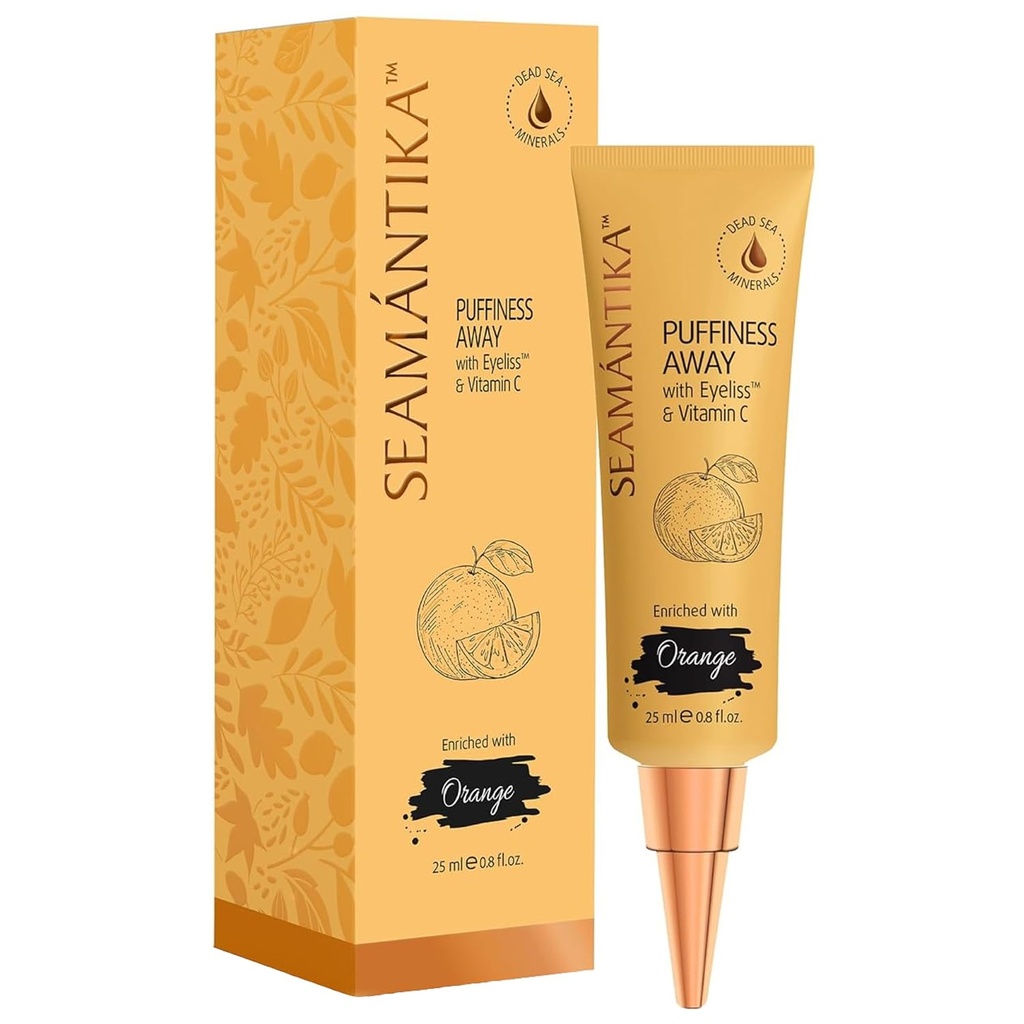 SEAMANTIKA PUFFIness Away ochi Cream 0.8 fl.oz - Instant Eye Bag Remover Puffiness cu Eyeliss; Vitamina C, sub ochi Puffiness Reducere instantanee rezultate, reducerea temporară a ridurilor și cercuri întunecate
