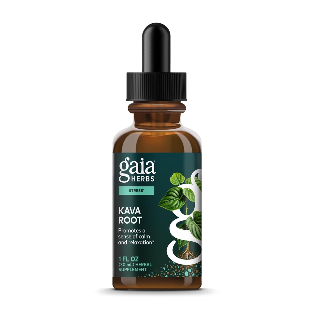 Gaia Herbs Kava Root Extra Force - Ajuta la sustinerea unui simt al calmului natural, relaxarii,* si Wellnessului emotional in timpul timpului stresului - Made with Noble Kava Cultivars - 1 Fl Oz (20-Day Supply)