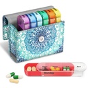 FINPAC Weekly Pill Organizatorii 4 ori pe zi, Slide Open PU din piele caz de călătorie Pilula Vitamina Medicina Reminder și Planner cu nume card pentru dimineața