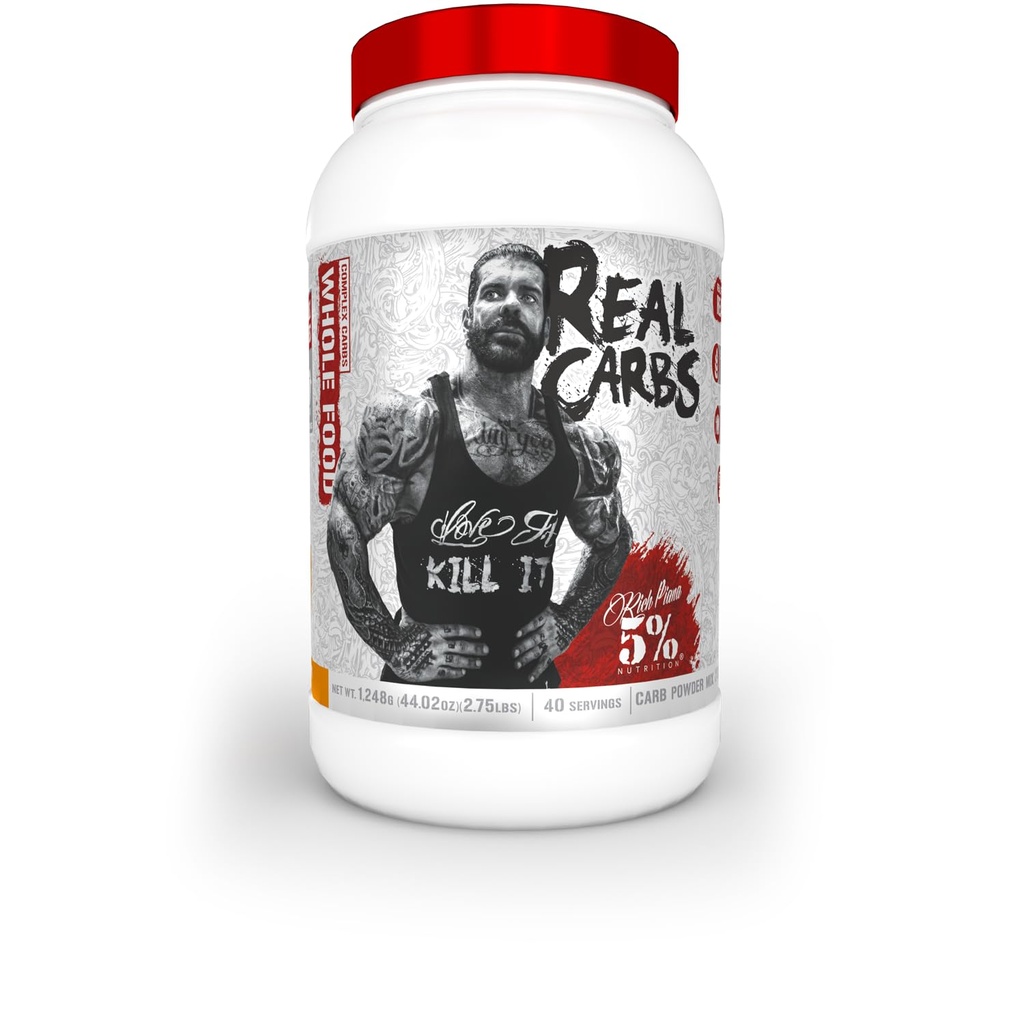 5% Nutriție Rich Piana Carbs reale cu Real Food Complex Carb Powder, Long-Lasting scăzut Glycemic energie pentru pre-Workout / Post-Workout recuperare masa, 2.75 lb, 40 Servings (Sweet Cartof Pie)