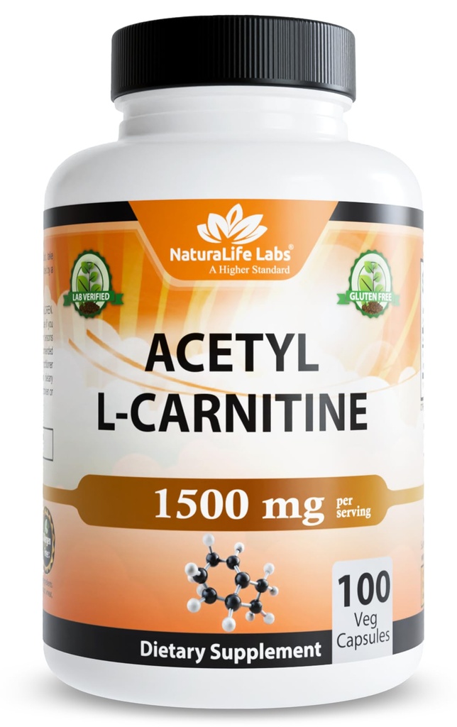 NaturaLife Labs Acetil L-Carnitina (ALCAR) 1500 mg per Serving 