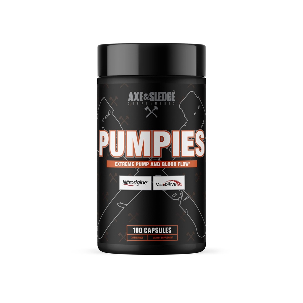 Axe & Sledge Suplimente PUMPIES oxid azotic Booster cu VasoDrive-AP și Nitrosigine, Pompe de creștere, Performanță, și recuperare, 20 Serviri, 100 capsule