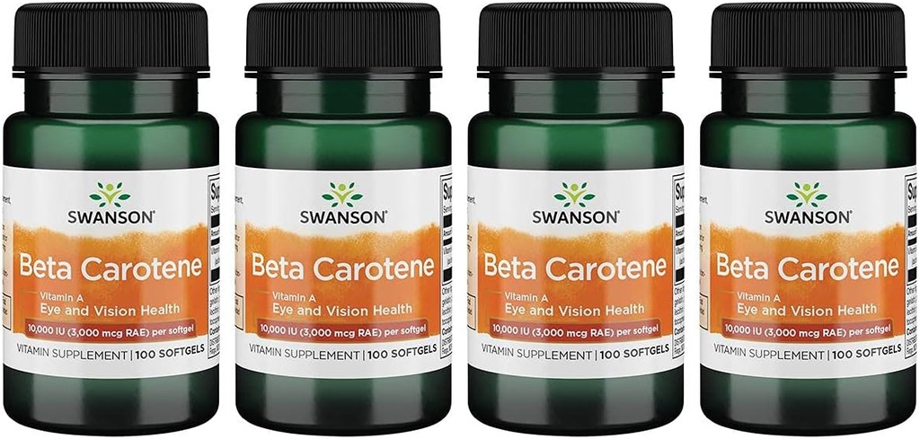 Swanson Beta-Caroten (Vitamina A) Sistemul imunitar Skin Eye Health Suport antioxidant 10000 Iu (3000 mcg) 100 Sgels (4 ambalaj)