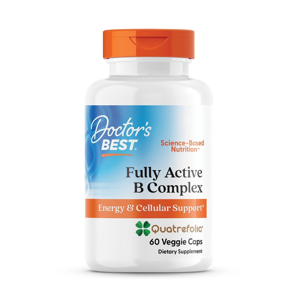 Cel mai bun complex B complet activ al doctorului, suport energetic & celular, non-GMO, gluten gratuit, Soy Free, Vegan 60 Veggie Caps