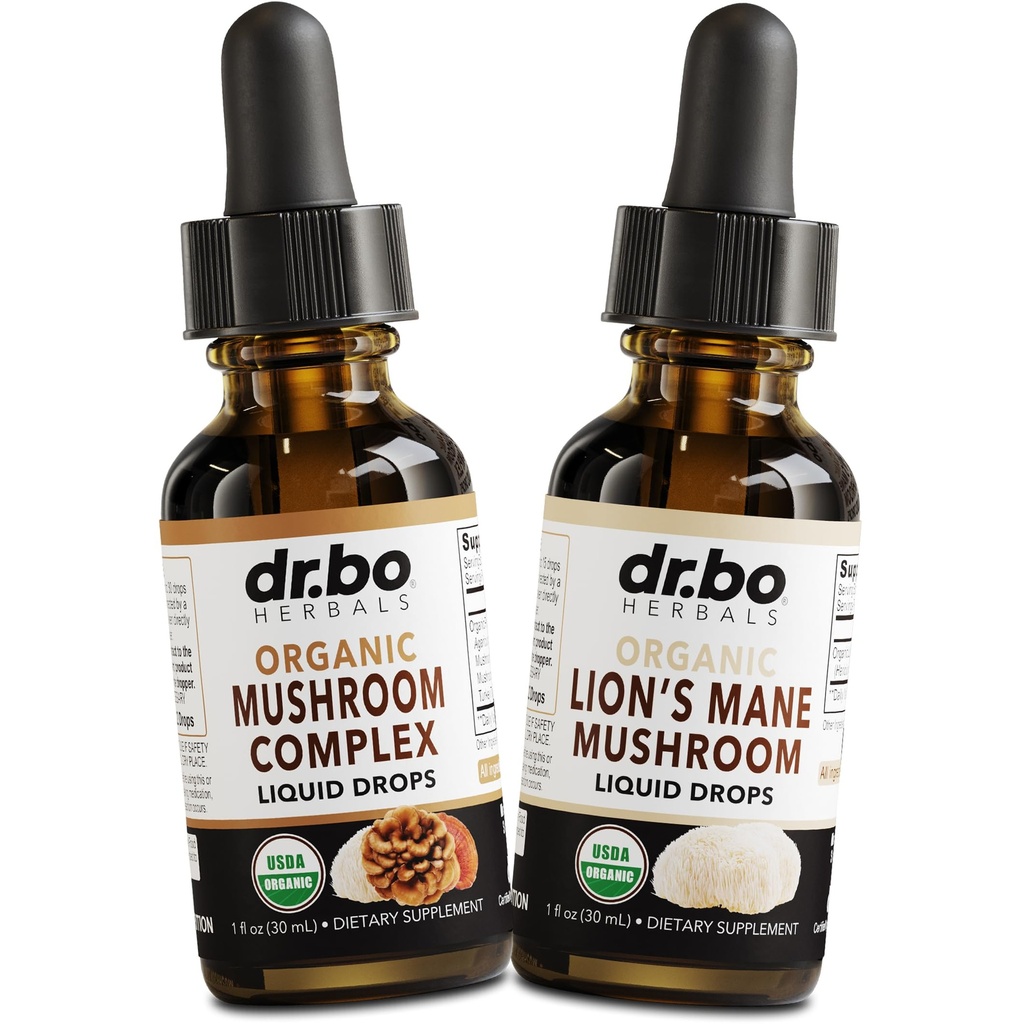 Organic Lions Mane Mushroom Complex Picături lichide - Organic Lion coama Mushroom Lichid Tincture Focus, Ceață, Suplimente de sănătate a creierului - Lions supliment extract