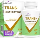 Ultra puritate Trans-Resveratrol 1100mg, 3-in-1 Advanced Formula Organic Resveratrol Supliment, Max Antioxidant, Anti-Aging, Skin Health, Imune & Energy, 1 ambalaj