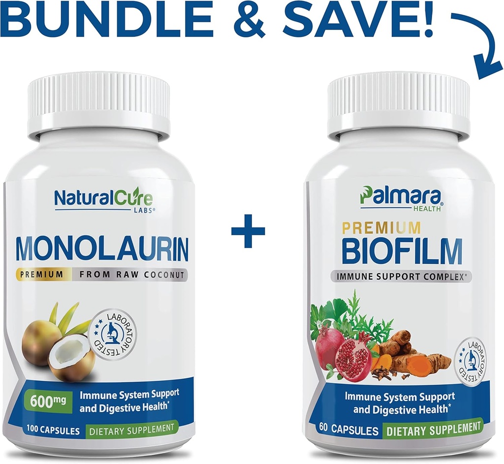 Laboratoare naturale cure Bundle: Premium Monolaurin 600mg + Biofilm Complex