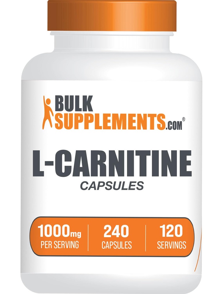 BulkSupplements.com L-Carnitina 1000 mg capsule - Carnitina Supliment, Amino Acid Supliment - Gluten gratuit, 2 capsule per Servire (1000 mg), 240 Conte (Pachet de 1)