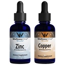 WellnessOne Ionic Liquid Zinc & Liquid Copper - Zinc-Copper Bundle pentru a sprijini sistemul imunitar & Joint, Nervi & Bone Health - 1.67 fl oz Zinc & Copper Picături lichide