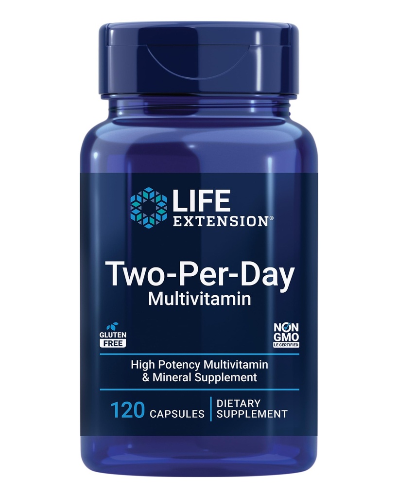 Prelungirea vieții Multivitamine, Vitamine B, C, D, zinc, ambalate cu peste 25 Vitamine, Minerale & extracte, alimentare cu două luni, non-GMO, Gluten-Free, 120 Capsule