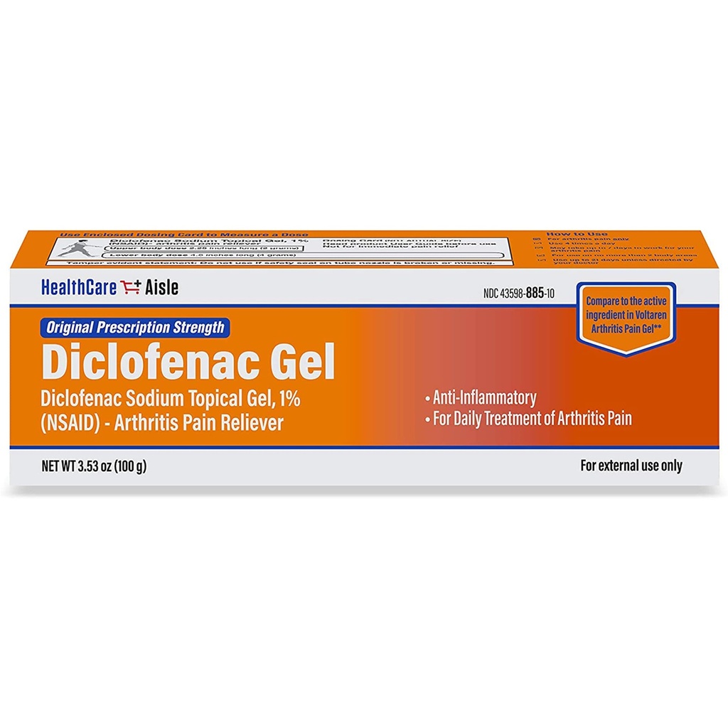 HealthCarele Diclofenac Gel, 1%, Artrita Pain Relief - 100 g tub - Original prescription Force (AINS)