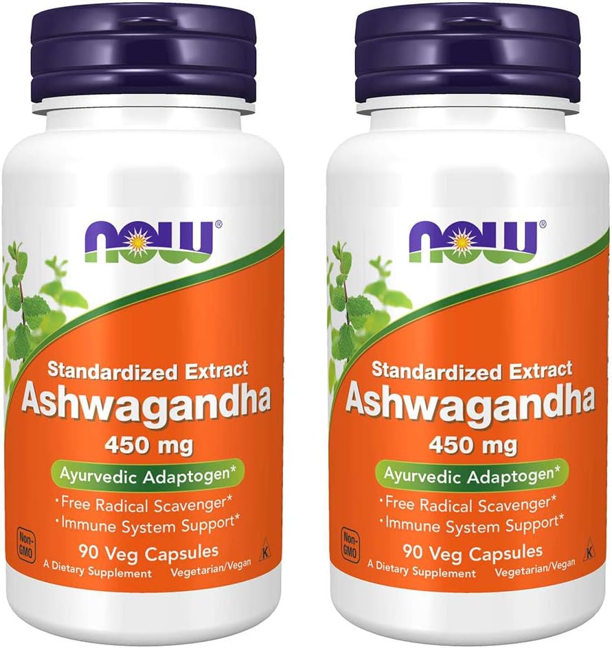 NOW Foods Ashwagandha Extract 450mg, 90 VCaps (Pack of 2)