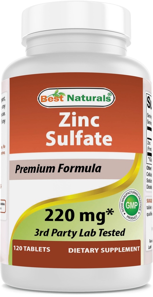 Cel mai bun naturale de zinc sulfate 220 mg 120 comprimate - 3rd Party Lab testat - Made in the USA - Gluten gratuit & non-GMO