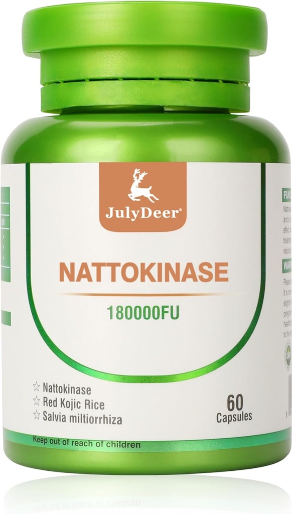 Nattokinază Suplimente 180, 000FU Întreaga sticlă 60 Capsule, 6 000FU 2 Capsule zilnic Suplimente nutriţionale Enzime sistemice Vegetarian pentru suport cardiovascular şi circulator