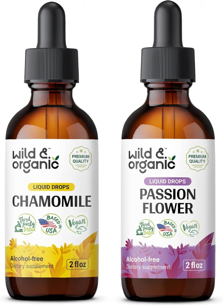 Mușețel de mușețel sălbatic și organic 2 fl oz și floare de pasiune Tinctură 2 fl oz
