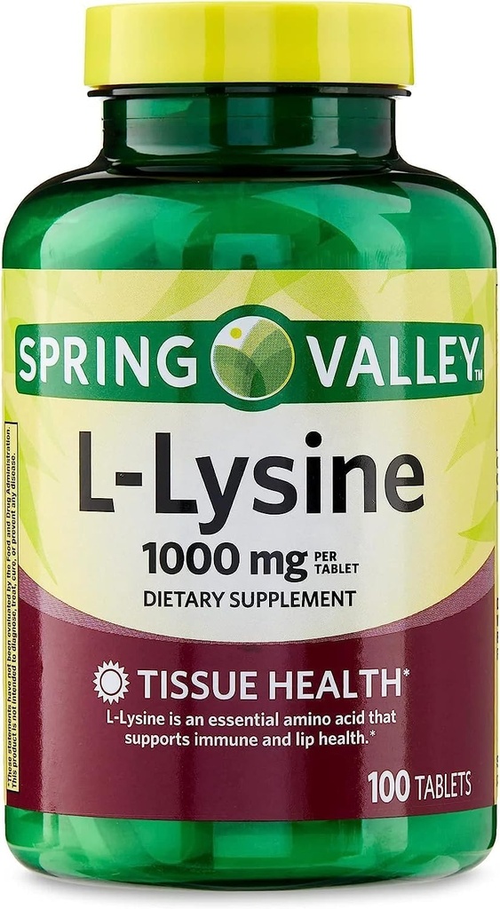 SPEC Lysine Amino Acid Supplements, 1 comprimat Per Serving,Spring Valley L-Lysine Supports a Healthy Immune System* 100 Count
