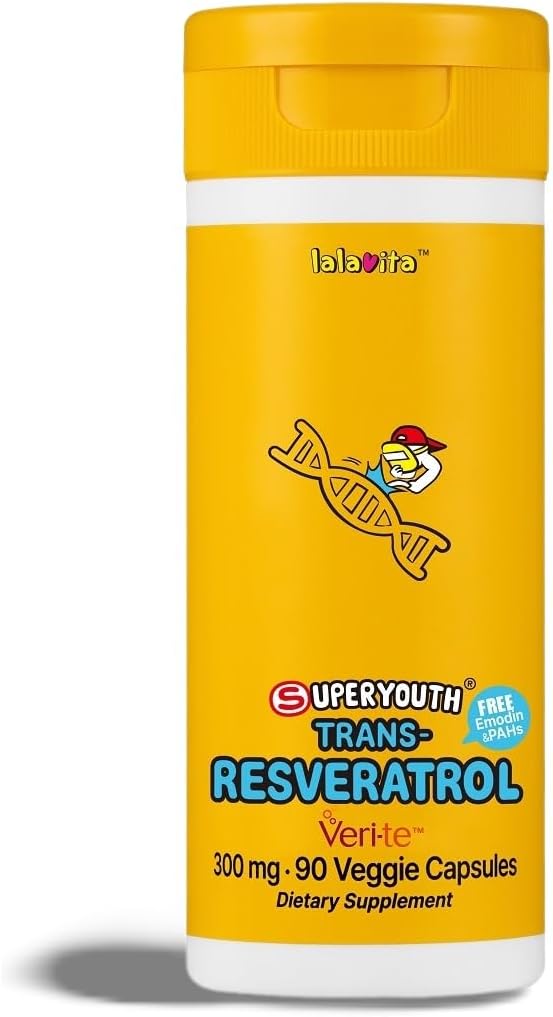 SuperYouth Trans-Resveratrol 300mg 90 Veggie Capsule - (90 Day) Poate ajuta la sănătatea generală, Făcut prin fermentare drajeuri