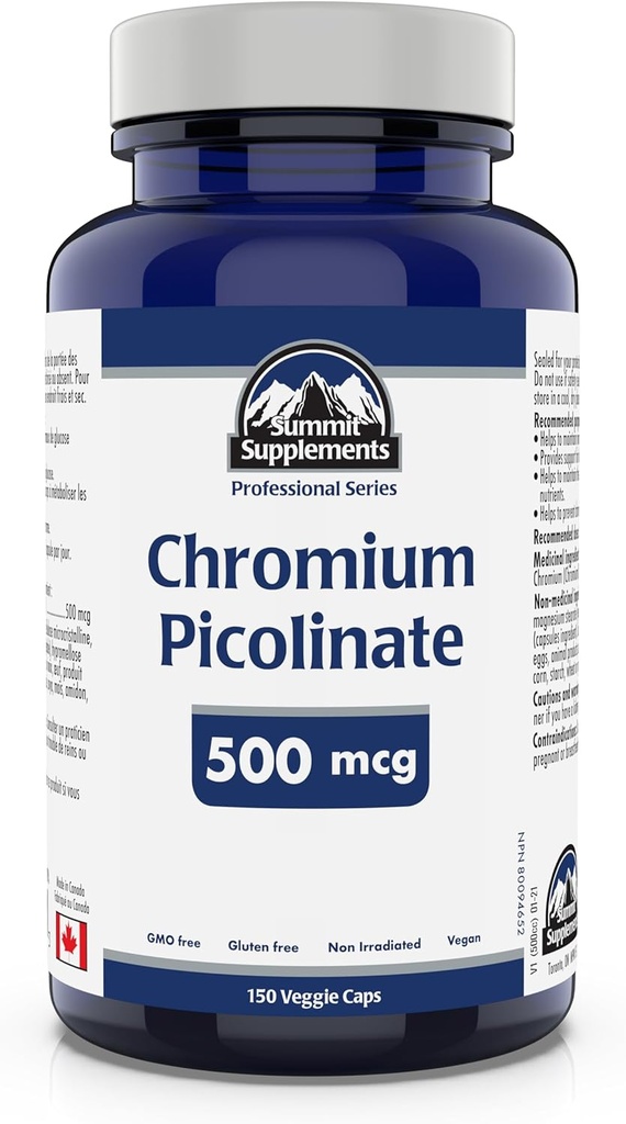 Summit Supplements, Crom Picolinat 500 Mcg, 150 Veggie Caps, Professional Series