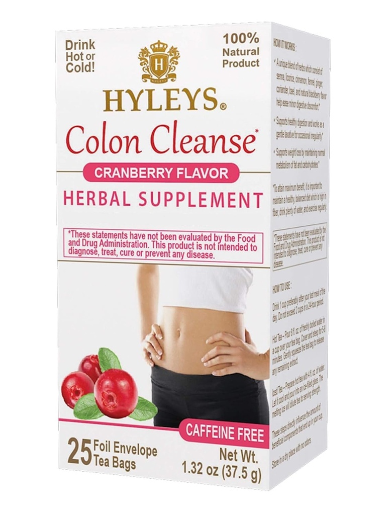 Hyleys Colon Cleanse Tea Cranberry Flavor - 25 Ceai Bags (1 ambalaj)