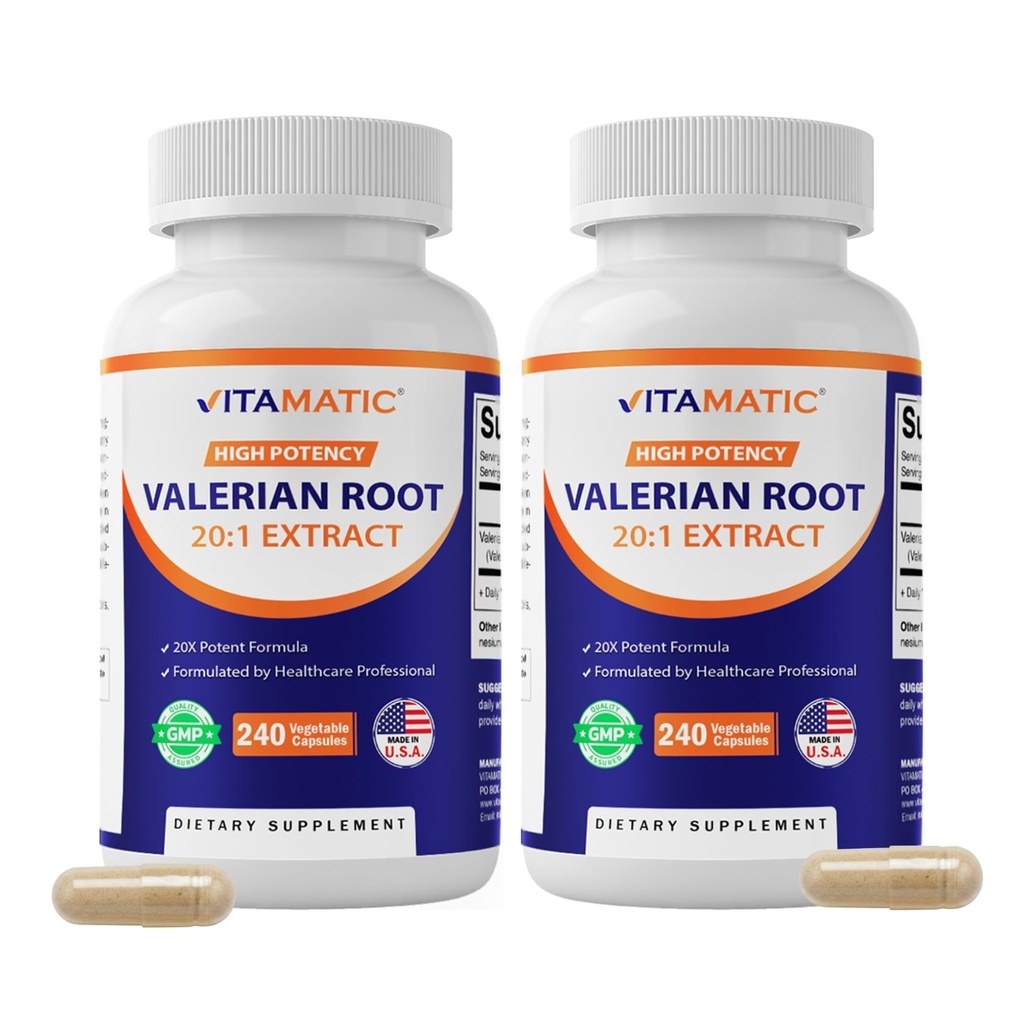 Vitamatic 2 Pachete Root valerian 20:1 Extract 250 mg - 240 capsule - 20X Extract concentrat