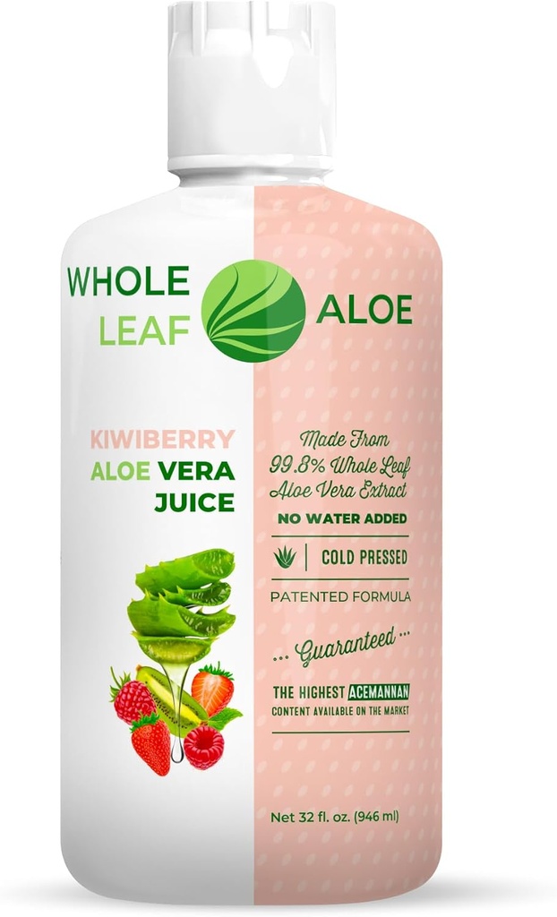 Deblochează puterea întregii frunze Aloe Vera - Infuzată cu gustul delicios al lui Kiwi Berry. Formula noastră patentat Boasts cea mai mare concentrație Acemannan disponibile, garantat. Fără apă adăugată.