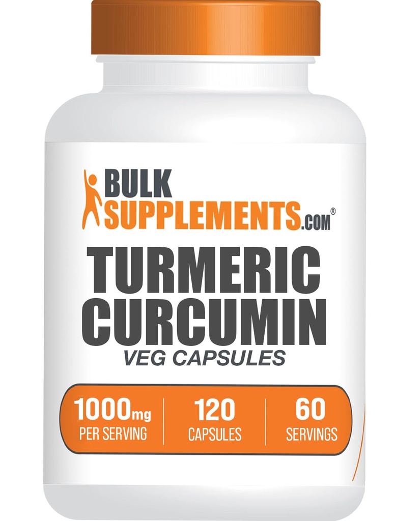 BulkSupplements.com Capsule Extract Turmeric - Supliment Turmeric, Curcumin supliment 1000mg - Gluten gratuit,120 Capsule veg (Pachet de 1)