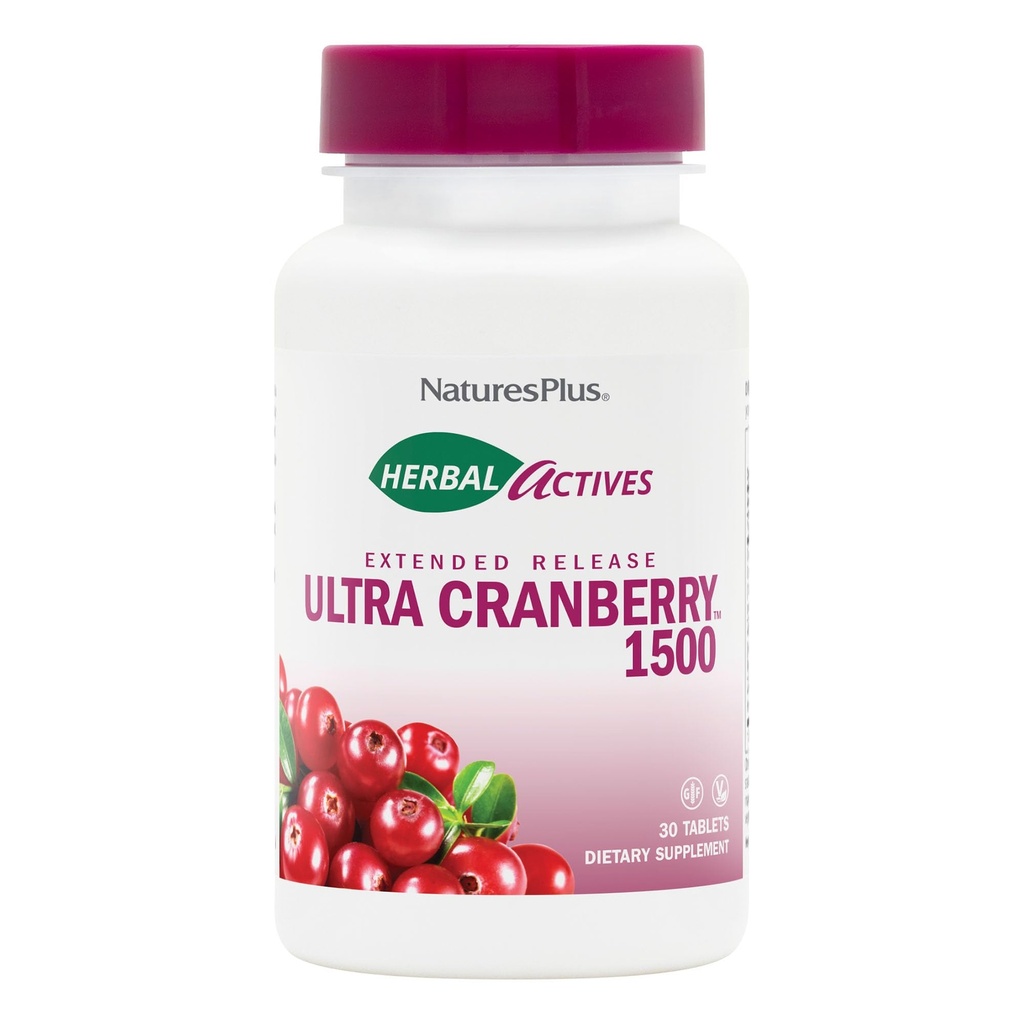 NaturasPlus Herbal Active Ultra Cranberry 1500, 30 comprimate - Suport Tract urinar - vegetarian, Gluten gratuit - 30 Serviri
