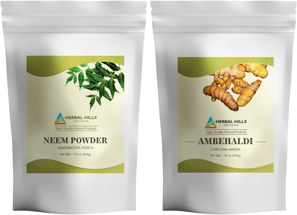 Neem Leaf Pulbere şi Ambehaldi Pulbere Turmerică 16 Oz Ambalaj cu 2 Combo