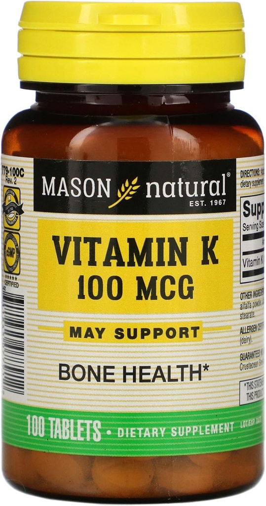 Mason Vitamine vitamina K 100 mcg comprimate, 100-Numar sticle