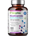 biophix B-3 Nicotinamida 500 mg 180 Caps - Nicotinic Amide Niacin naturale fără culoare Formula de vitamine - susține sănătatea celulelor pielii