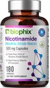 biophix B-3 Nicotinamide 500 mg 180 Caps - Nicotinic Amide Niacin Natural Flush-Free Vitamin Formula - Supports Skin Cell Health