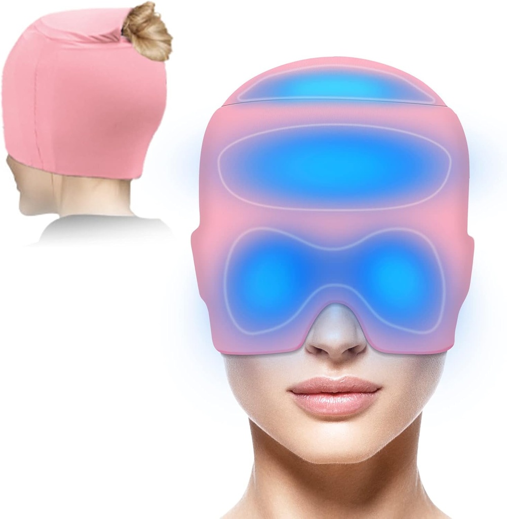 Migrenă Capac de ajutor cu gel de acoperire de sus, Pălărie de ajutor pentru Migrene Sinus Tensiune Durere de relief, Migrene Ice Head Wrap Gel Pachete de gheaţă Terapie fierbinte rece Cap de ajutorare a capului