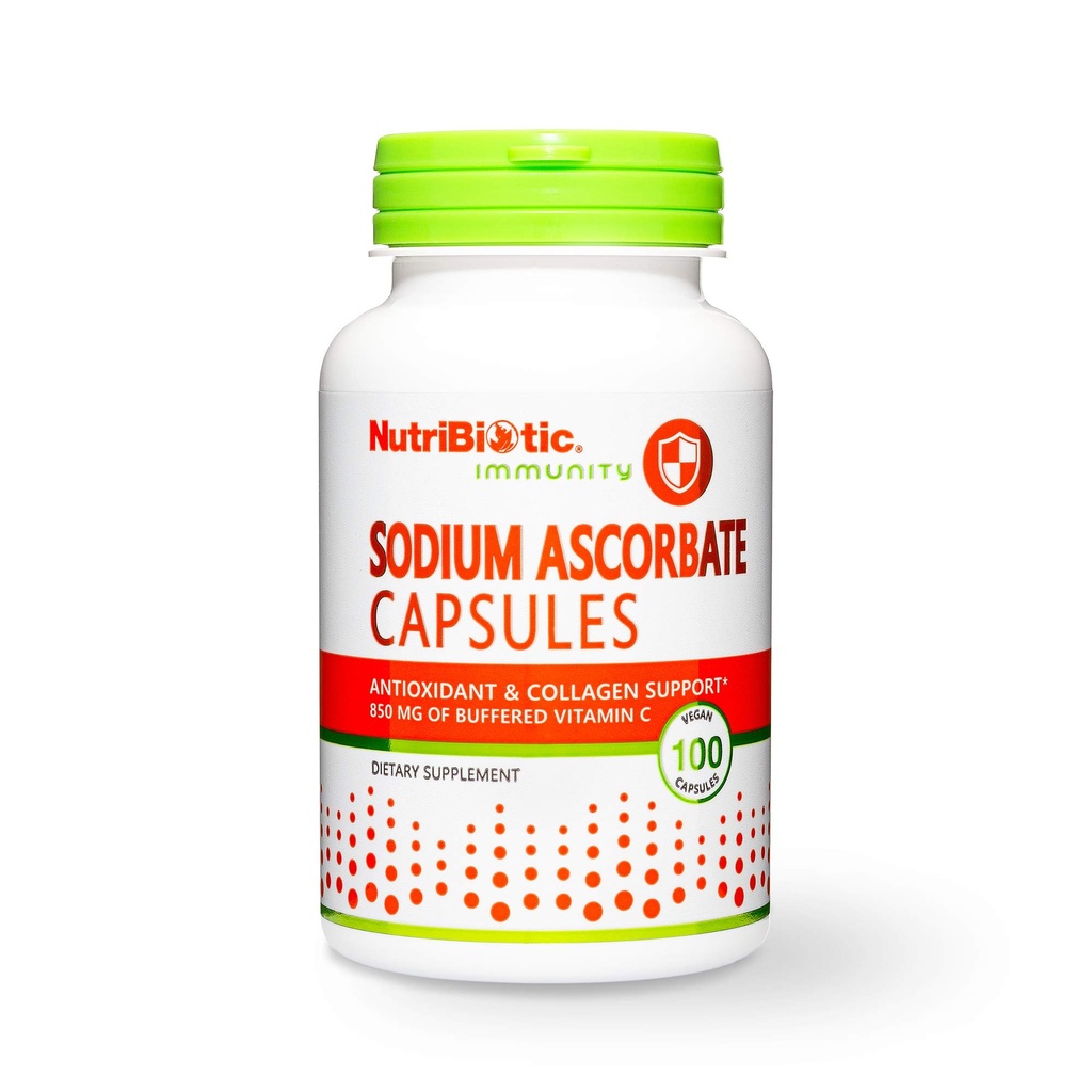 NutriBiotic - Ascorbat de sodiu Buffered Vitamina C capsule, 100 Ct 