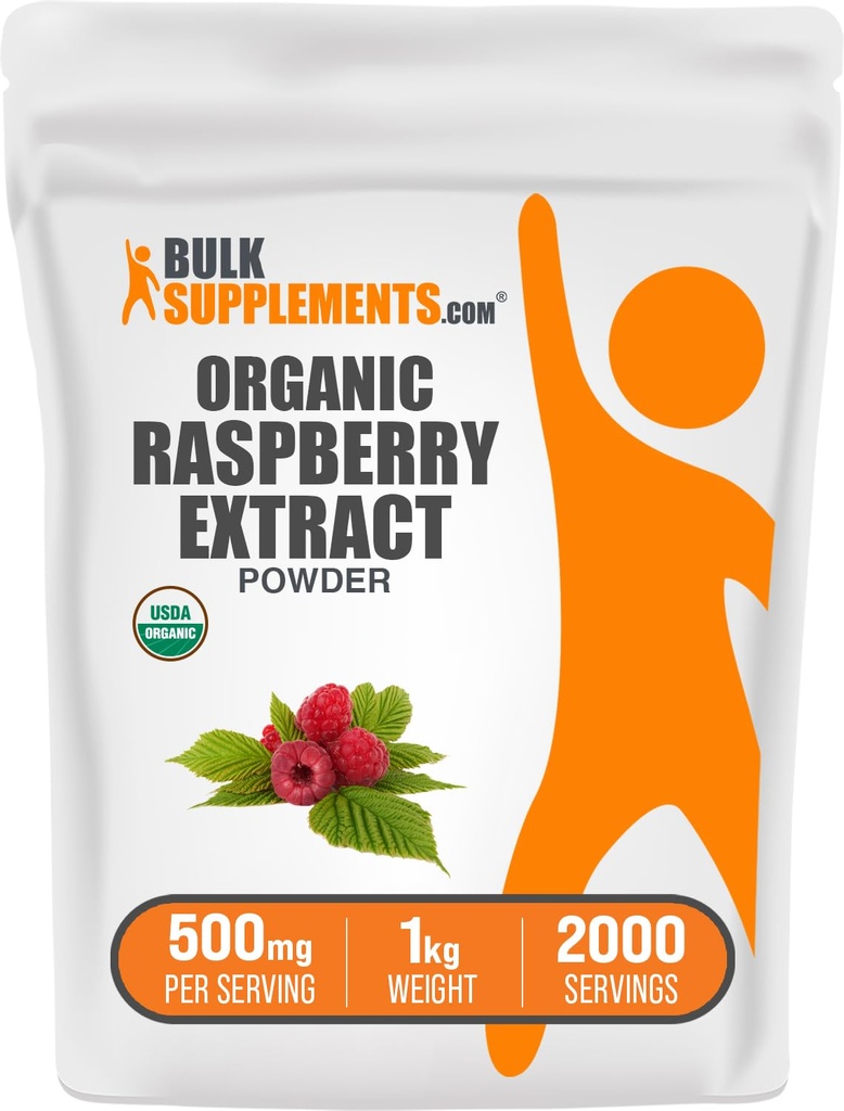 BulkSupplements.com Extract organic de zmeură pulbere - de la fructe de zmeură, sursă antioxidant, supliment vegetal - Gluten gratuit, 1 kg (2,2 lbs) (Pachet de 1)