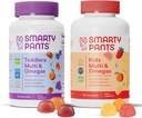 SmartyPants Toddler and Kids Multivitamine Gummies Bundle: Omega 3 Fish Oil (EPA/DHA), Vitamina D3, C, Vitamina B12, B6, A, K & Zinc, Biotin, Gluten Free, Trei arome de fructe (30 Day Supply)