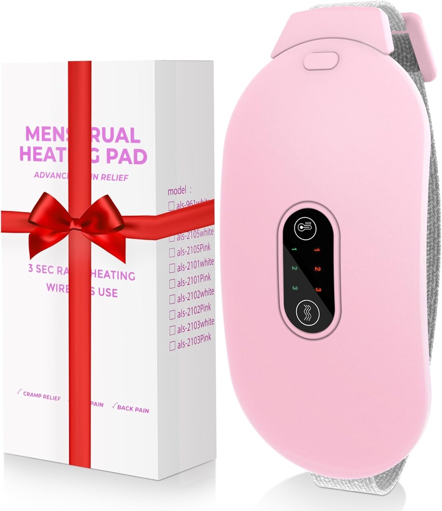 Pad-uri de încălzire, Glyduny Perioada Crama Massage Pad portabil de încălzire fără fir cu 6 niveluri de căldură și 6 Moduri de masaj pentru Relief dureri de spate Pad de încălzire menstruală (Pink)