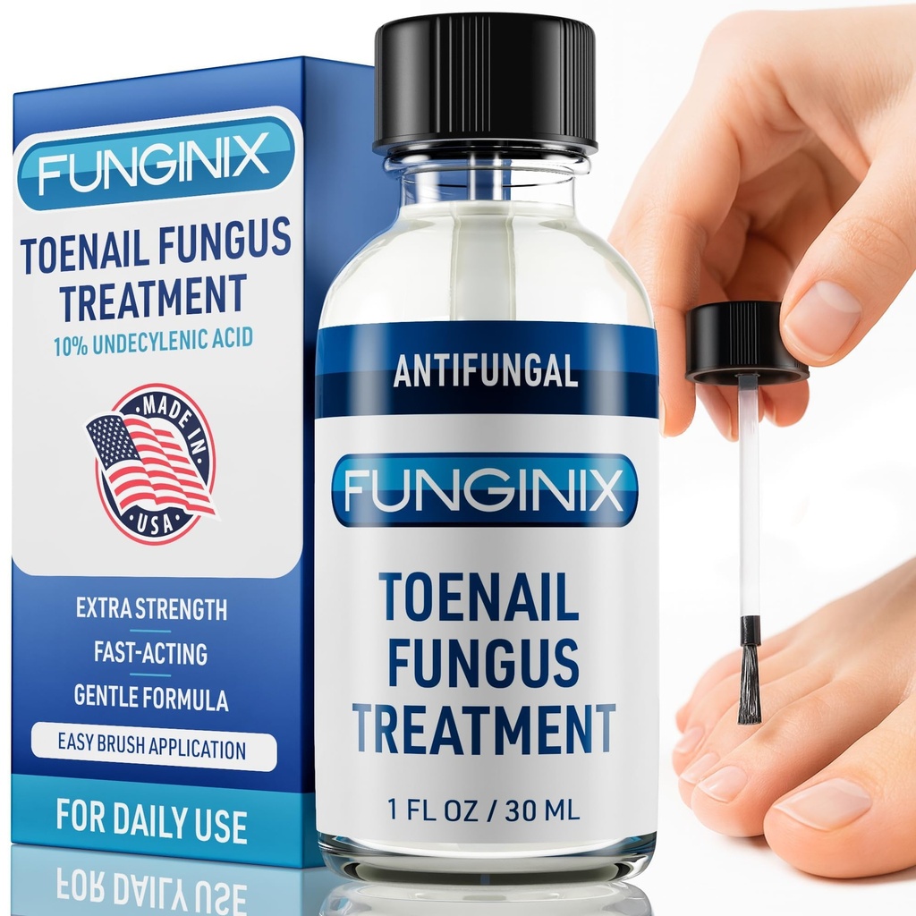 FUNGINIX Fungus Tratament suplimentar - Tratamentul unghiilor antifungice cu 10% Acid nedecilenic și ulei de arbore de ceai - Nourat de 15+ uleiuri naturale și botanice - Made in USA (Packing May Vary)