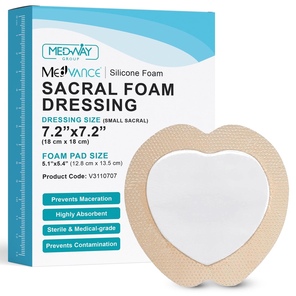 MedVance TM Silicon - Silicon bordurat Spumă adezivă Dressing Sacral Dimensiune 7"x 7" Cutie de 5 pansamente