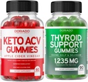 Keto ACV Gummies (60 Count) Advanced Weight Loss Formula și suport tiroidian (90 Conte) Supplement with Ashwaganda, Iod, Bladderwrack, Kelp & Schisandra - Non-GMO, Vegan & Made in USA
