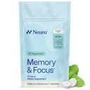 Neuro Memory & Focus Gum - Nootrop Gum with Vitamin B12, Vitamina B6, L-Theanină & Ginseng extract - Natural Brain Supplement Supplement - Vegan, Cafeina & Sugar Free Chews - Peppermint, 90 ct
