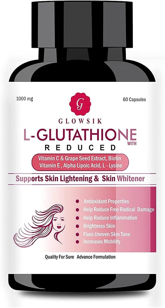 Astha L-glutation pentru piele cu vitamina C şi seminţe de struguri, 1000 mg - 60 capsule de GLOWSIK