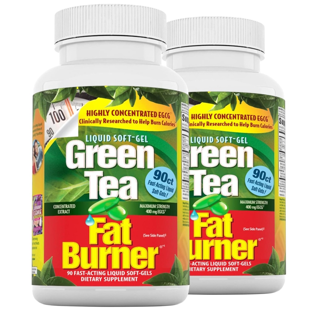 Nutriție aplicată Green Ceai Fat Burner - 30 lichid Soft-Gels, pachet de 2 - Crește Calorie Burning & Provizii Antioxidanți puternici - 90 Serviri totale