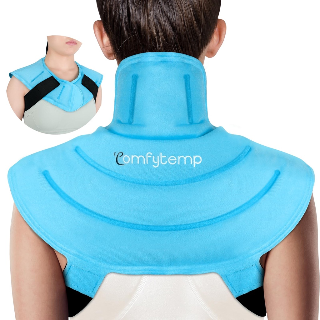 Comfytemp Ice Pack pentru umăr Umeri Ajutor de durere cu benzi, Reutilizabil Gel Umăr pachet de gheață Wrap, Compresie la rece terapie fizică recuperare pentru partea superioară a spatelui, leziuni cervicale (S)