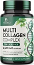 Multi Colagen Supliment 2400 mg - Hidrolized Tipuri I, II, III, V & X Multi Colagen Pilule Complex, Colagen Peptides Suplimente, Păr, Piele, Nail, & Suplimentul de suport comun, Non-GMO - 120 Capsule