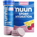 Nuun Sport Electrolit Tablete cu magneziu, calciu, potasiu, clorură & sodiu, gluten Free & Vegan, căpșuni Lemonade, 4 Pack (40 Serviri Total)