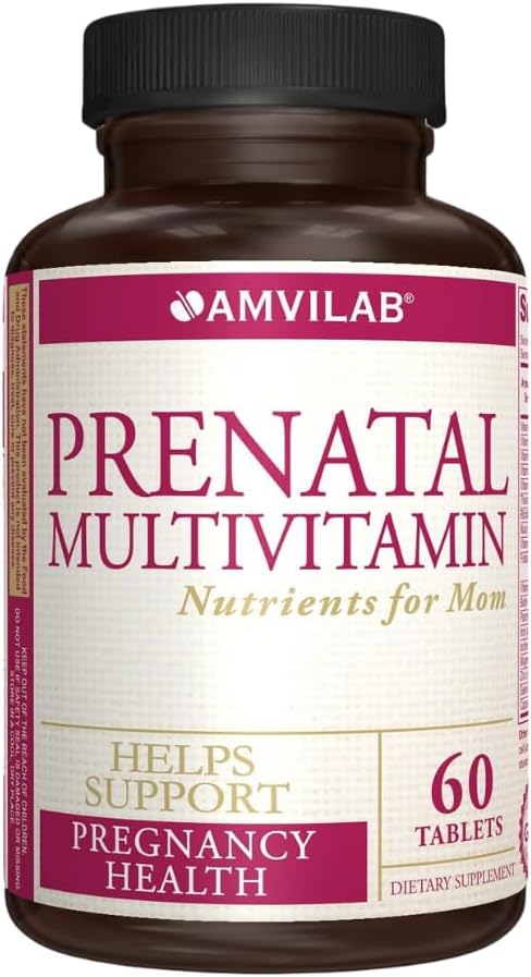 Multivitamine prenatale - Ajuta la promovarea sanatatii sarcinii - Sprijina Sistemul imunitar si dezvoltarea fetala - Nutrienti esentiali pentru mama si copil - Formula sigura - Supliment alimentar - 60 comprimate
