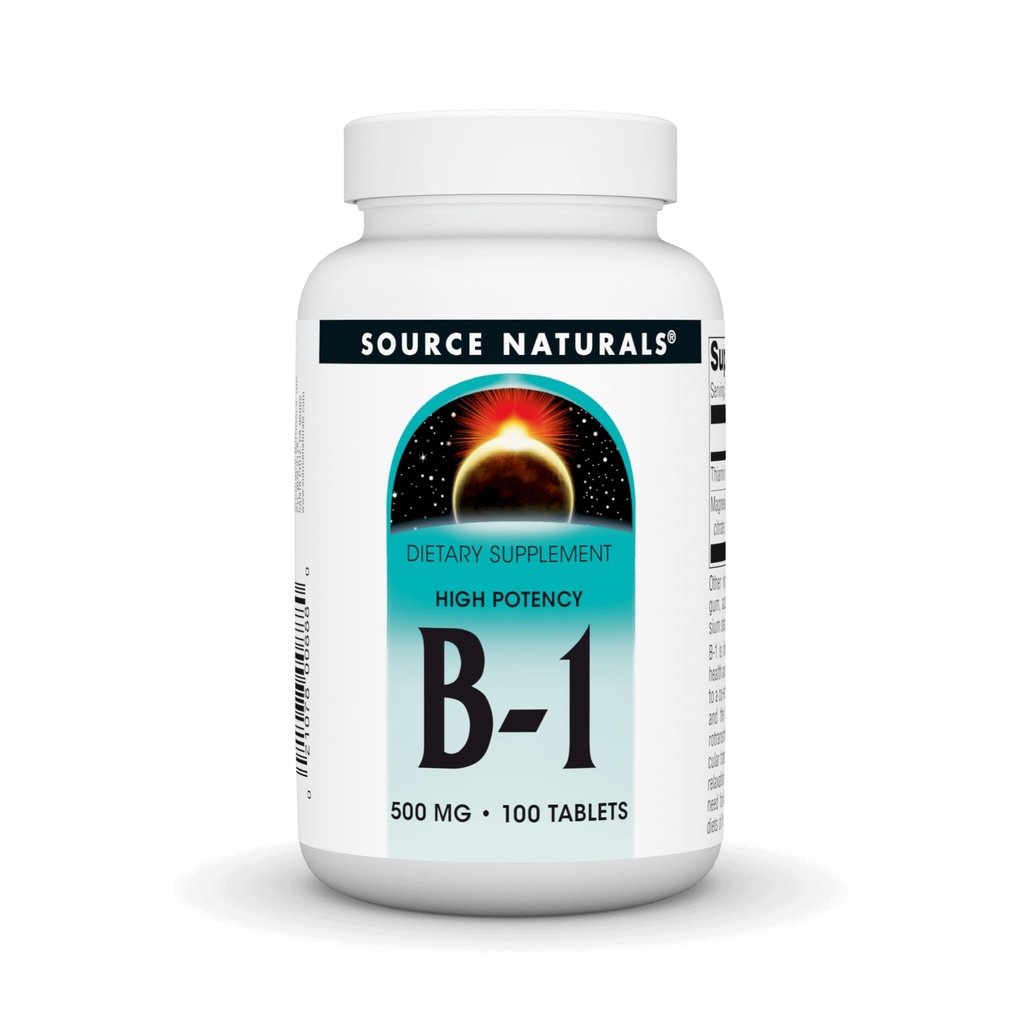 Sursa naturale Vitamina B-1 Tiamin 500 mg potenta mare, 100% Pure - 100 comprimate